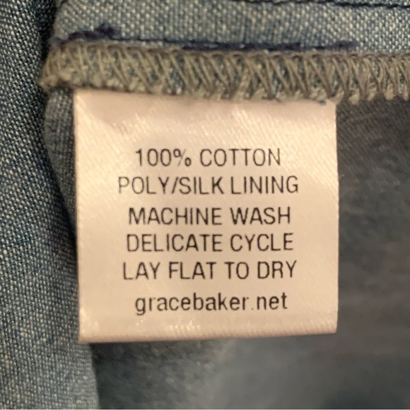 Grace Baker Color Block Navy Blue Lightweight Denim Dress Long Sleeve - Picture 5 of 5